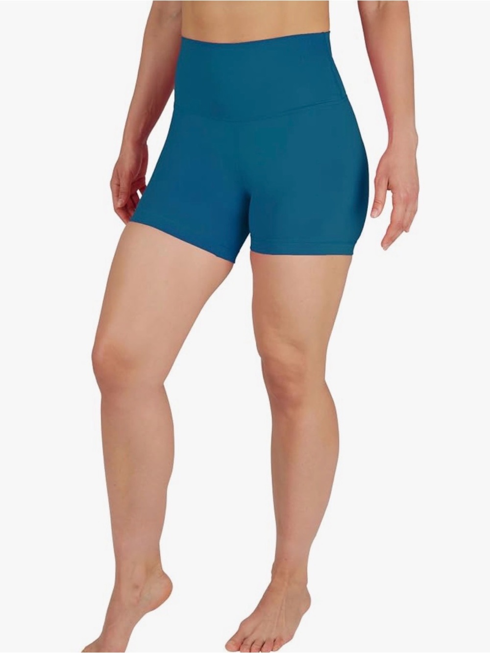 Yogalicious High-Rise Teal Women’s Active Biker Style Yoga Barre Shorts- Size L